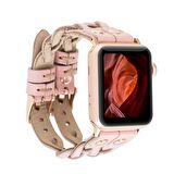 Bouletta Apple Watch Uyumlu Deri Kordon York Double Tour NU2 Pembe
