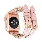 Bouletta Apple Watch Uyumlu Deri Kordon York Double Tour NU2 Pembe