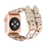 Bouletta Apple Watch Uyumlu Deri Kordon York Double Tour ERC3 Bej