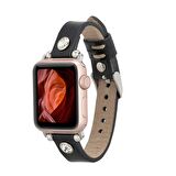Bouletta Apple Watch Uyumlu Deri Kordon Visby 38-40-41mm Ferro RST1 Siyah
