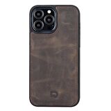 Apple iPhone 13 Pro Max Uyumlu Deri Cüzdanlı Kılıf Acı Kahve