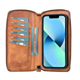 Apple iPhone 13 Uyumlu Deri Zip Kılıf TN11