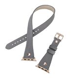 Bouletta Apple Watch Uyumlu Deri Kordon 42-44-45mm Slim Double Tour RG RST9 Gri