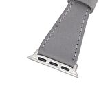 Bouletta Apple Watch Uyumlu Deri Kordon 42-44-45mm Slim Double Tour QUA RST9 Gri