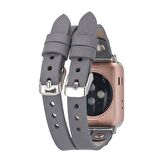 Bouletta Apple Watch Uyumlu Deri Kordon Ely Double Tour Silver Trk RST9 Gri