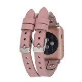 Bouletta Apple Watch Uyumlu Deri Kordon Ely Double Tour Silver Trk NU2 Pembe