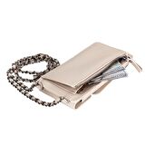 Avjin 6.9 inch Uyumlu Deri Kılıf Cüzdan Askılı ERC3 Bej