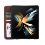 Samsung Galaxy Z Fold5 Uyumlu Deri Cüzdanlı Kılıf Antik Kahve