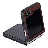 Samsung Galaxy Z Flip5 Uyumlu Deri Arka Kapak Antik Kahve