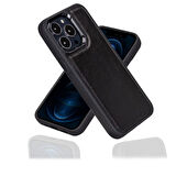Bouletta Apple iPhone 15 Pro Max Uyumlu Deri Arka Kapak RST1 Siyah
