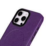 Apple iPhone 16 Pro Max uyumlu, Hakiki Deri, El Yapımı Kılıf, Mor
