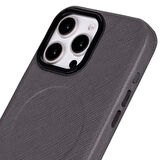 Apple iPhone 16 Pro Max uyumlu, Hakiki Deri, El Yapımı Kılıf, Gri