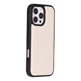 Apple iPhone 16 Pro uyumlu, Hakiki Deri, El Yapımı, Cüzdanlı Kılıf, Krem Renk