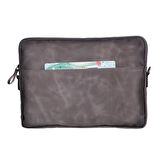 Leeds 14 inç MacBook Ve Pc Uyumlu, Hakiki Deri, El Yapımı Kılıf, Gölgeli Gri