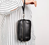 Forge Hakiki Deri, El Yapımı, Şifreli Kilitli, Erkek El Çantası, Kömür Siyah