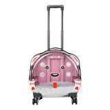Ice Pet Tekerlekli Çekçekli Kedi Köpek Taşıma Valizi, 42x44 x23 cm, Pembe