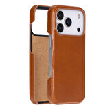 Apple iPhone 17 Pro için, Hakiki Deri, El Yapımı Kılıf, Magsafe ile uyumlu, İç Yüzeyi Kadife, Gölgeli Taba