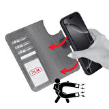 Apple iPhone 17 için, Hakiki Deri, El Yapımı Cüzdanlı Kılıf, Magsafe ile uyumlu, İç Yüzeyi Kadife, Gölgeli Mavi