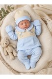 Erkek Bebek 5'li Hastane Çıkışı Seti – Sallanan At Nakışlı Yenidoğan Pamuklu Bebek Takımı
