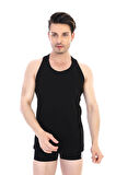 Çift Kaplan Erkek Elastanlı Spor Siyah Atlet 0916 3'Lü Paket