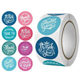 THANK YOU ETİKET STICKER - 2,5 CM ÖLÇÜSÜNDE 48 ADET - ÇOK RENKLİ