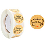 HANDMADE WITH LOVE ETİKET STİCKER - 2,5 CM ÖLÇÜSÜNDE 48 ADET