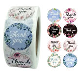 THANK YOU ETİKET STİCKER - 2,5 CM ÖLÇÜSÜNDE 48 ADET - ÇOK RENKLİ