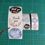 THANK YOU ETİKET STİCKER - 2,5 CM ÖLÇÜSÜNDE 48 ADET - ÇOK RENKLİ