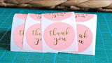 THANK YOU ETİKET STİCKER - 2,5 CM ÖLÇÜSÜNDE 48 ADET - ALTIN YALDIZ BASKILI