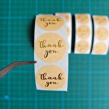 THANK YOU ETİKET STİCKER - 2,5 CM ÖLÇÜSÜNDE 48 ADET - ALTIN YALDIZ BASKILI