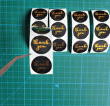 THANK YOU ETİKET STİCKER - 2,5 CM ÖLÇÜSÜNDE 48 ADET - ALTIN YALDIZ BASKILI