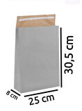 GÜMÜŞ RENK BANTLI PAKETİ - KAĞIT POŞETİ - 25x30,5x8 CM - 2 ADET - HP057