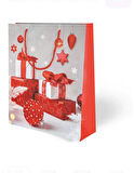 YILBAŞI VARAK BASKILI LÜKS İPLİ KARTON ÇANTA - NOEL - 26x32x10 CM - 1 ADET - Ç025