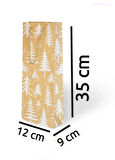 YILBAŞI VARAK BASKILI LÜKS İPLİ KARTON ÇANTA - NOEL - GOLD DETAYLI - 12x35x9 CM - 1 ADET - Ç033