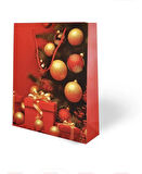 YILBAŞI VARAK BASKILI LÜKS İPLİ KARTON ÇANTA - NOEL - 26x32x10 CM - 1 ADET - Ç036