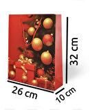 YILBAŞI VARAK BASKILI LÜKS İPLİ KARTON ÇANTA - NOEL - 26x32x10 CM - 1 ADET - Ç036