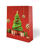 YILBAŞI VARAK BASKILI LÜKS İPLİ KARTON ÇANTA - NOEL - 26x32x10 CM - 1 ADET - Ç037