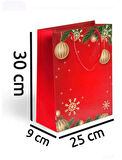 Yılbaşı Coşkusu Noel Desenli İpli Karton Çanta - 25x30x9 Cm - 2 Adet - Ç044