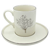 Gümüş Hayat Ağacı Desenli 6 Kişilik Porselen Kahve Fincan Takımı