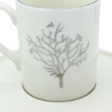 Gümüş Hayat Ağacı Desenli 6 Kişilik Porselen Kahve Fincan Takımı