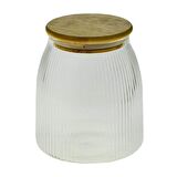 Luca Mia Bambu Kapaklı Çizgili Cam Kavanoz 800 Ml 4 Adet 20.0041