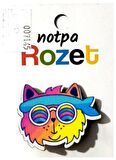 Notpa Rozet Ahşap Gözlüklü Kedi - 3 adet