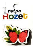 Notpa Rozet Ahşap Kelebek Kırmızı - 3 adet