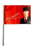 Plastik Sopalı Atalı Bez Bayrak 20X30 Türk Bayrağı - 3 adet