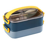 Lunchbox Çelik Beslenme Kabı 2 Kat 1200 Ml Yemek Kabı Sarı