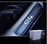 Citroen C4 Carbon Fiber Kapı Eşiği Yazısı Sticker Boya Koruma