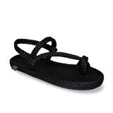 Kadın HOW.0020.K.T Nomadic Hawaii Kauçuk Tabanlı Halat Sandalet Siyah