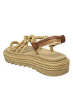 Bohonomad Ibiza Mid Platform Kadın Bej Sandalet IBZ0012-MP