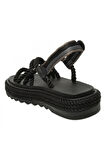 Ibiza Mid Platform Halat Siyah Kadın Sandalet