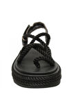 Ibiza Mid Platform Halat Siyah Kadın Sandalet